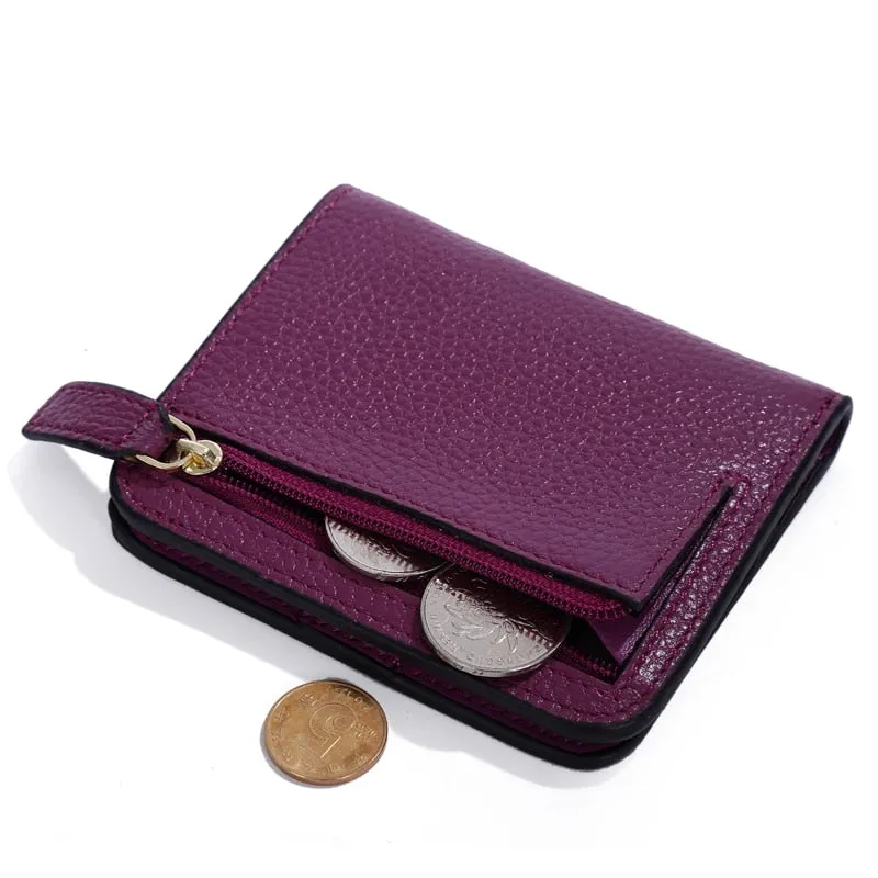 Realaiot Fashion Split Leather Women Wallets Mini Purse Lady Small Leather Wallet with Coin Pocket