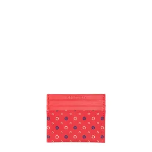RED LEATHER AND SILK CREDIT CARD HOLDER