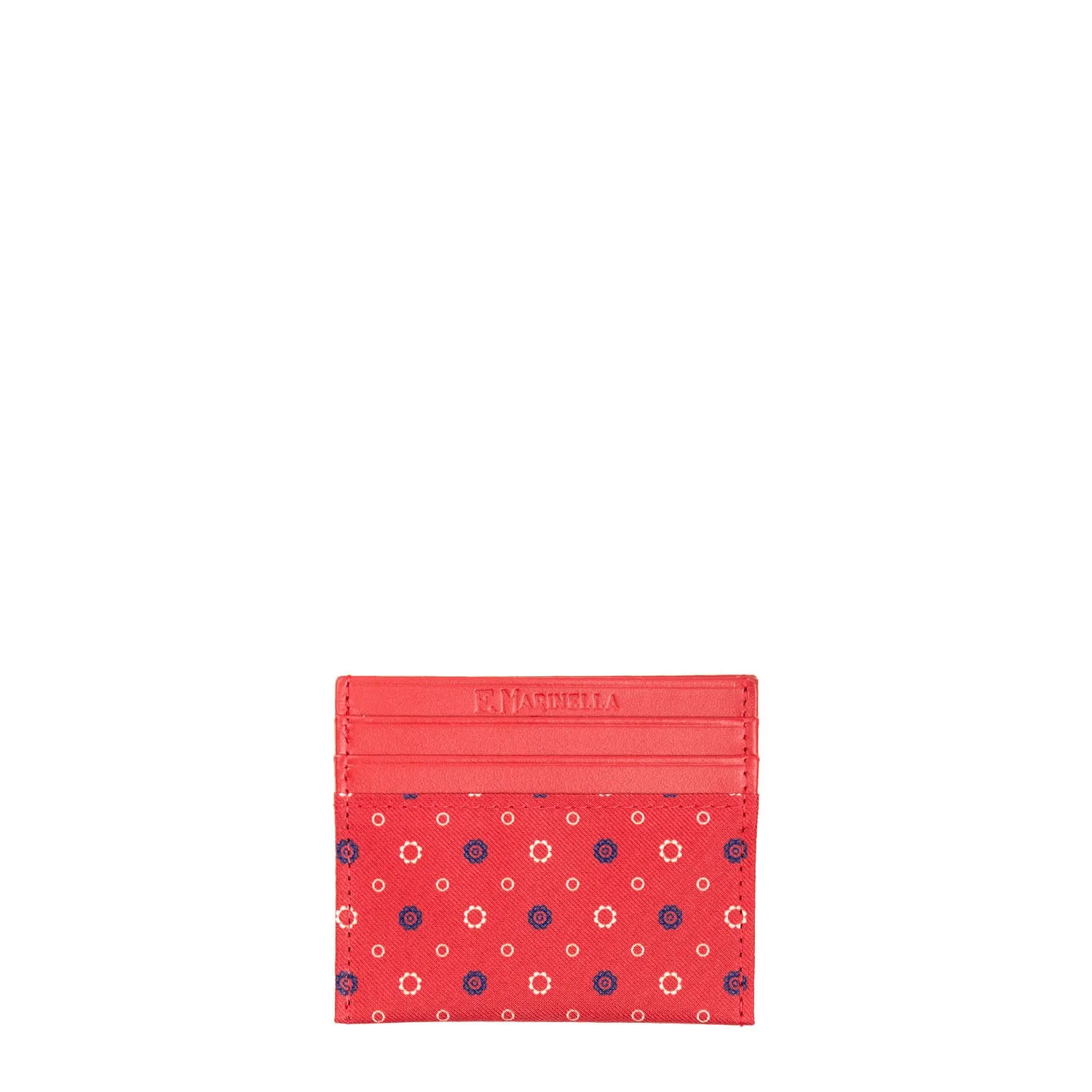 RED LEATHER AND SILK CREDIT CARD HOLDER