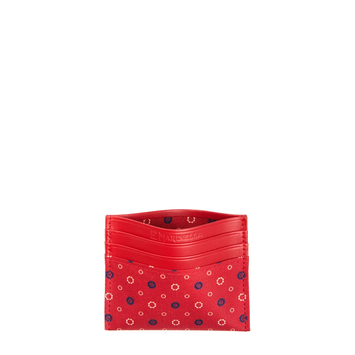 RED LEATHER AND SILK CREDIT CARD HOLDER