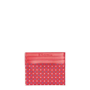 RED LEATHER AND SILK CREDIT CARD HOLDER