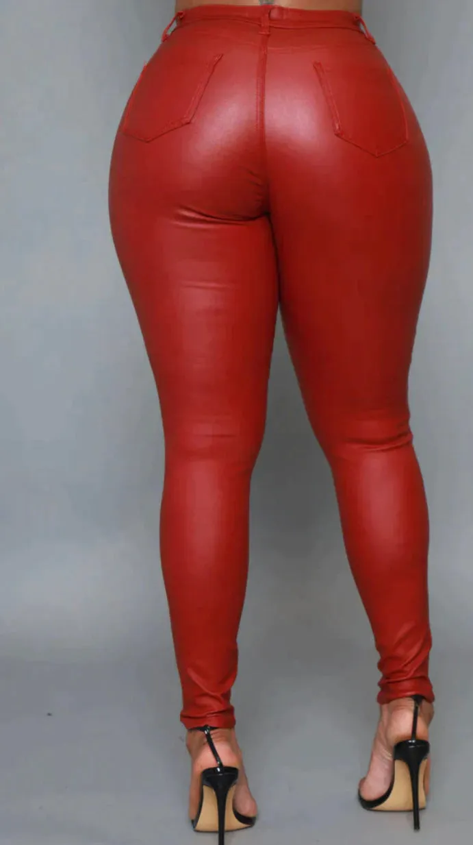 RED Vegan Leather Skinny Jeans! Sizes to XL!
