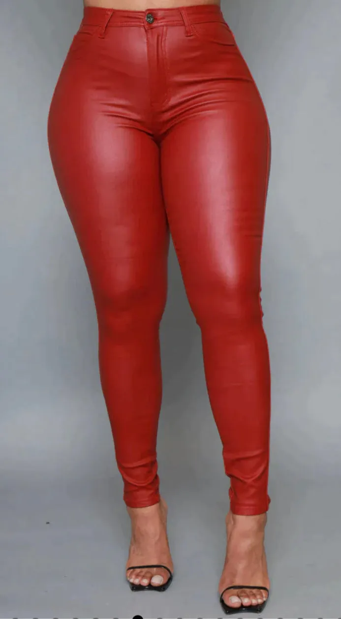 RED Vegan Leather Skinny Jeans! Sizes to XL!