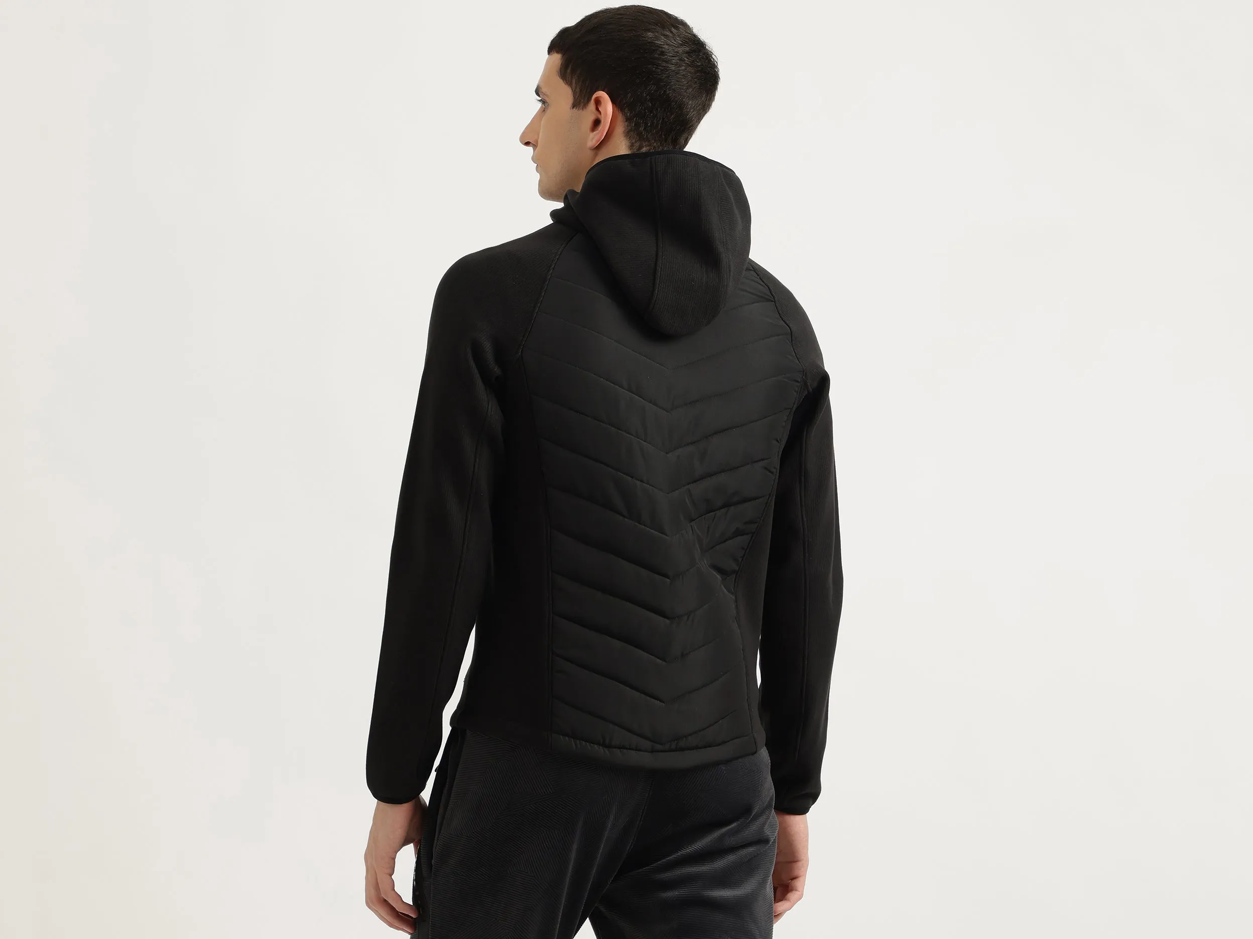 Regular Fit Hooded Neck Textured Sweatshirt