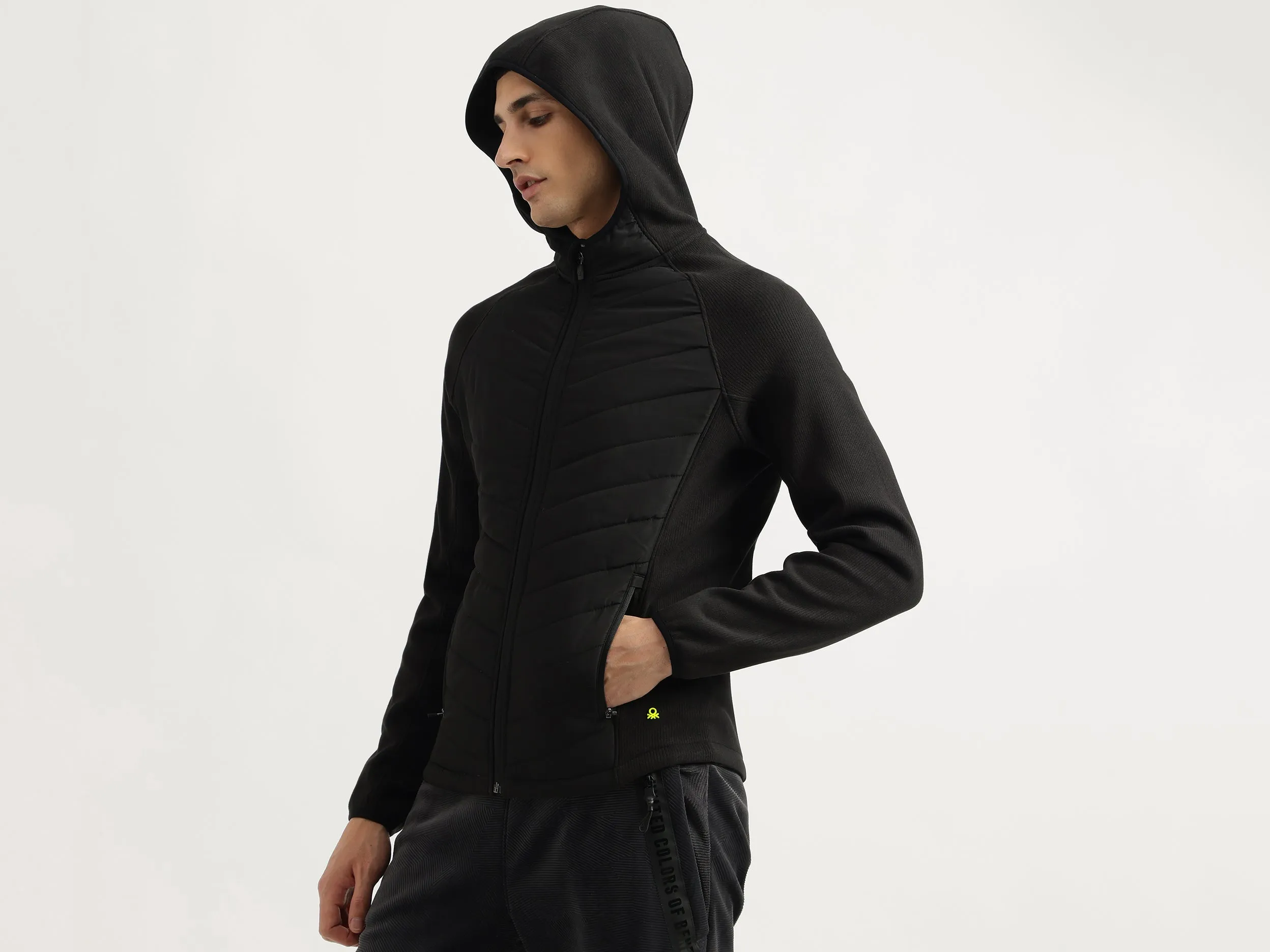 Regular Fit Hooded Neck Textured Sweatshirt