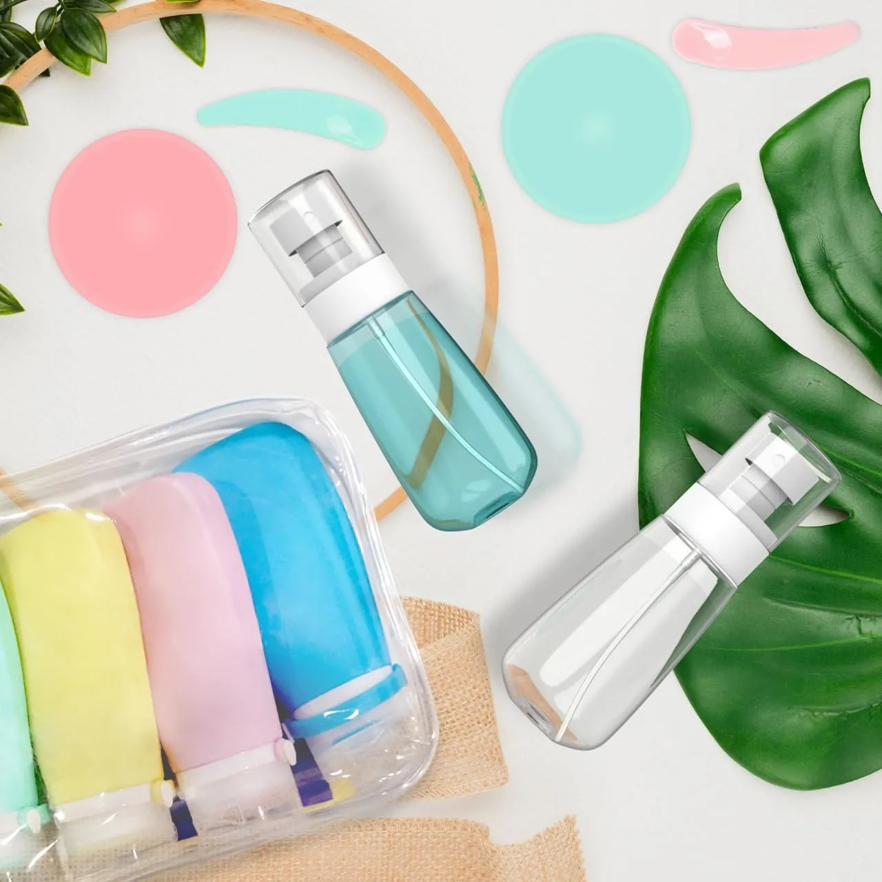 RELANOR Pack of 9 Travel Bottle Set - TSA Approved Leakproof Toiletry Kit - Perfect For Travel, Toners, Skincare, and Cosmetics