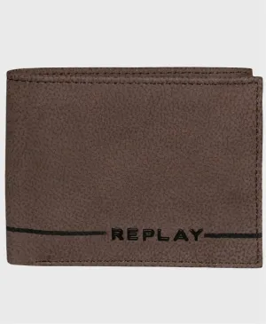 Replay Classic Bi-Fold Leather Wallet Brown