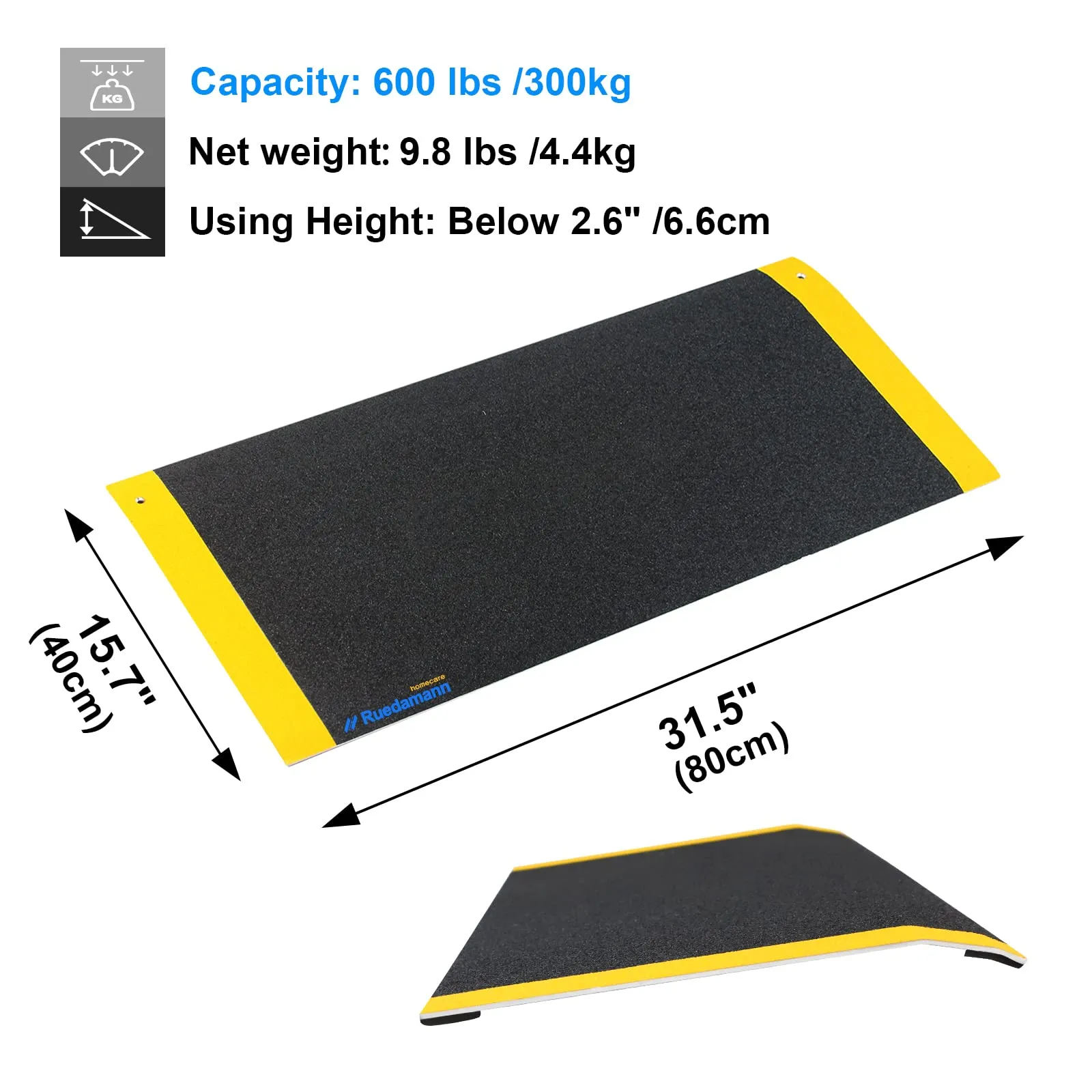 Ruedamann®Threshold Ramp Aluminum with Portable and Anti-Slip Surface