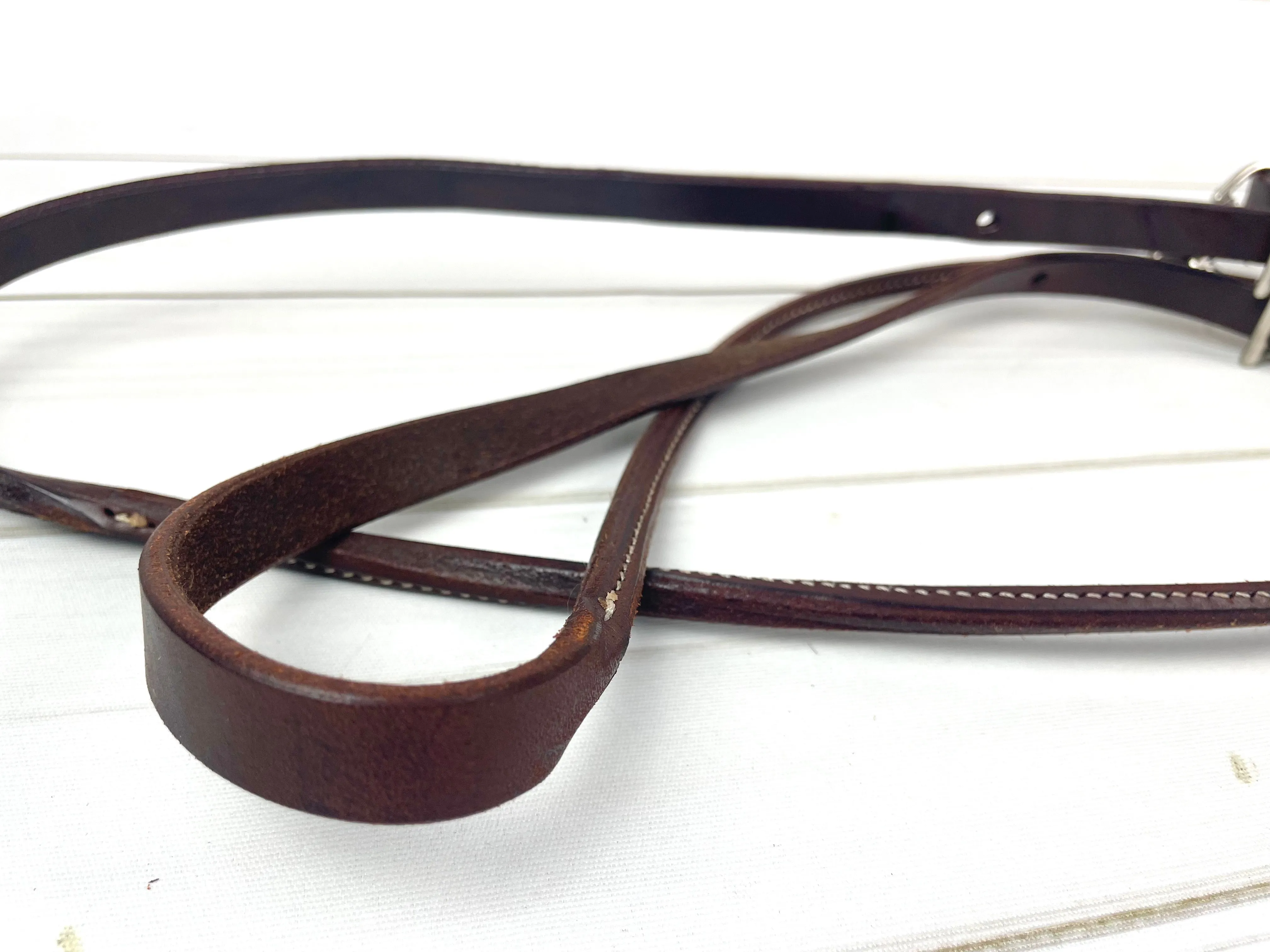 SALE! Dark Oil Leather Reins with Rolled Center