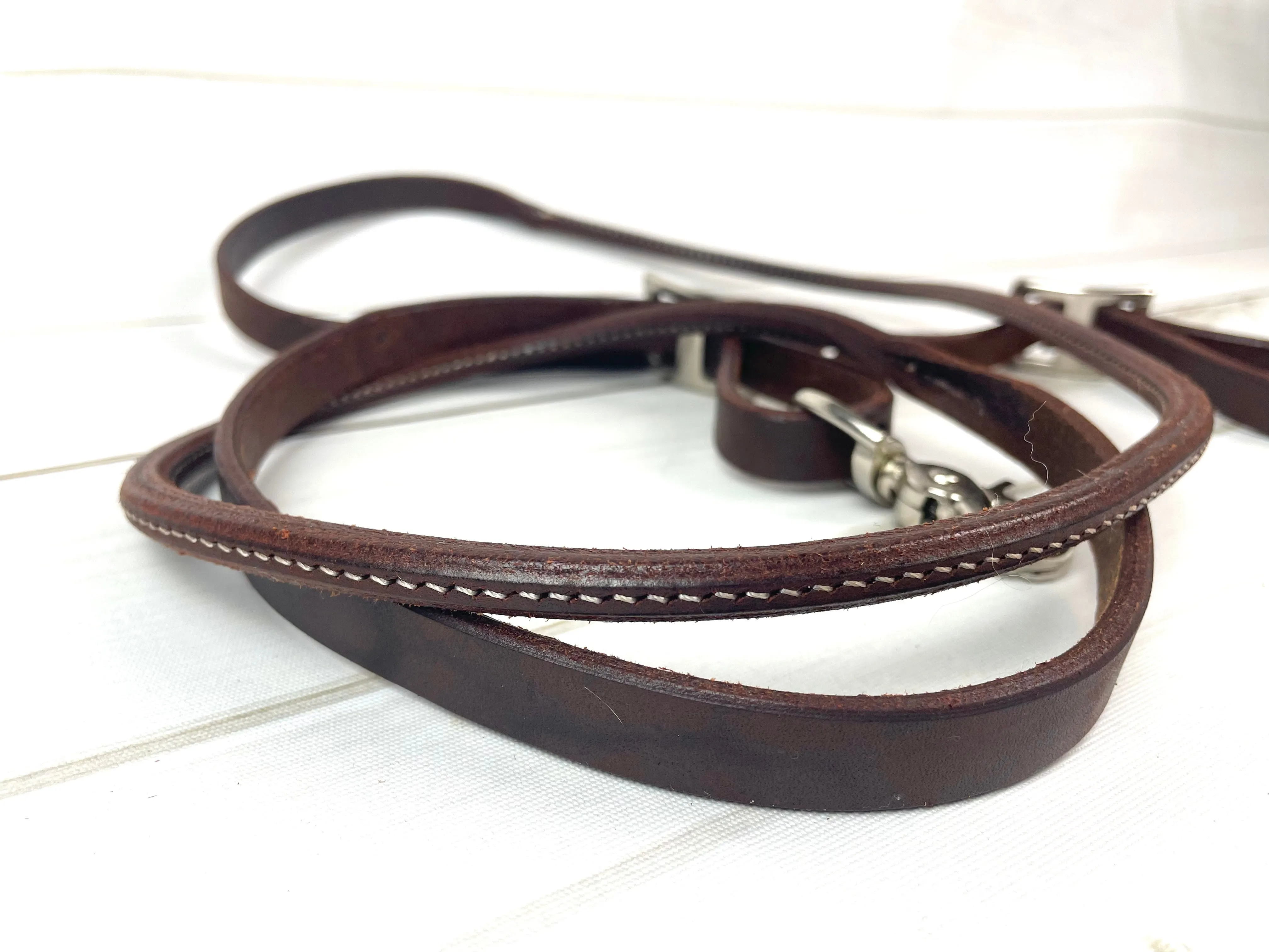 SALE! Dark Oil Leather Reins with Rolled Center