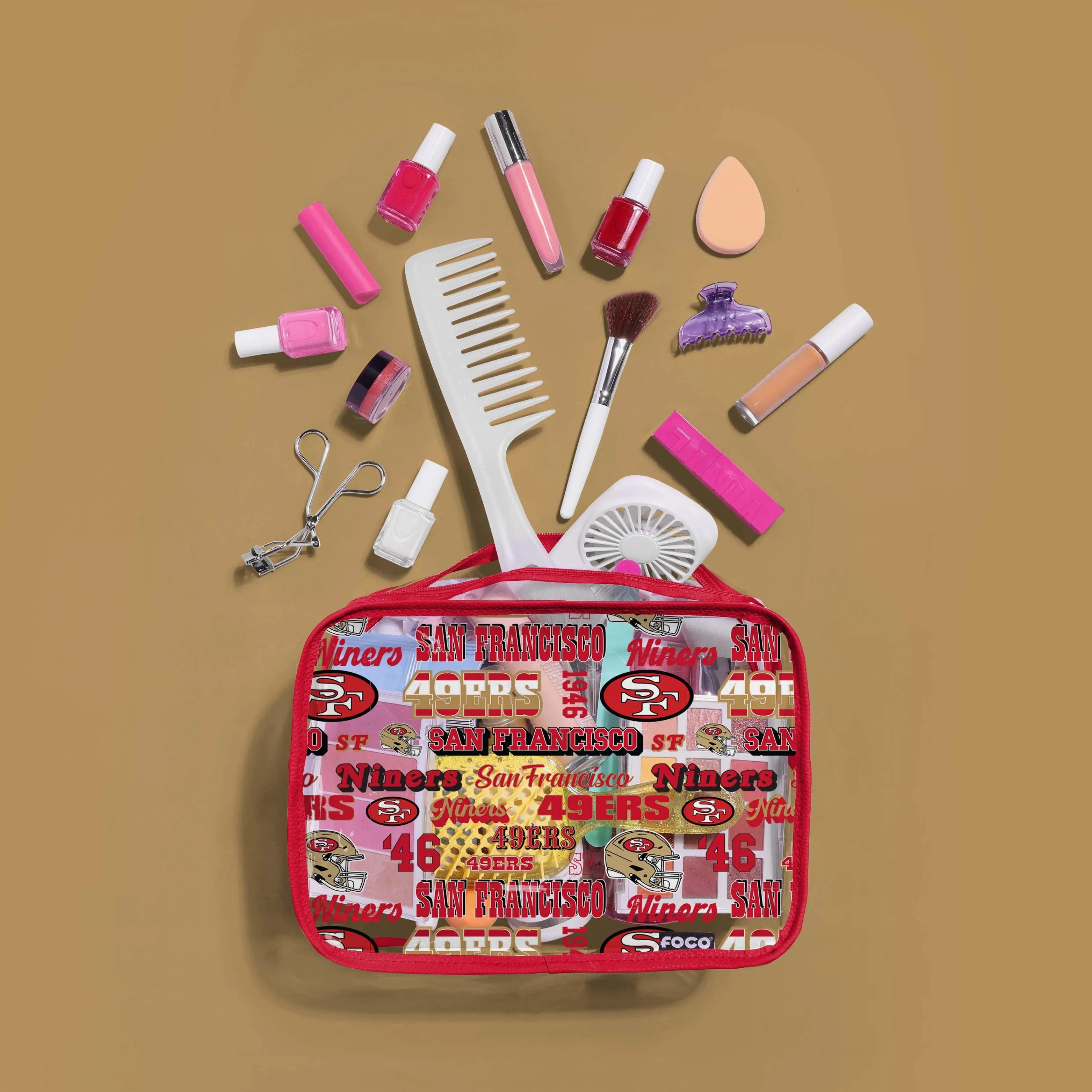 San Francisco 49ers Repeat Retro Print Clear Cosmetic Bag