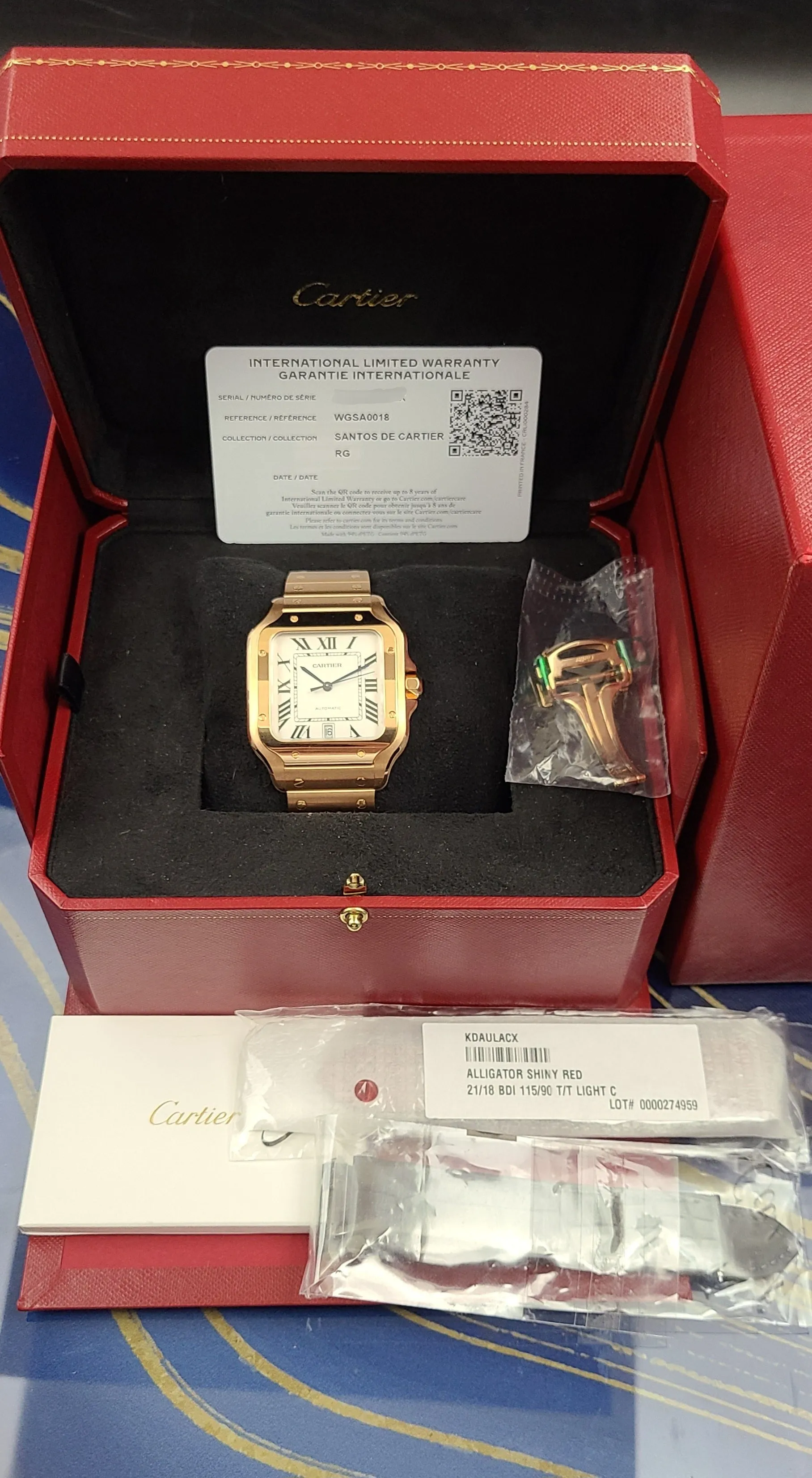 Santos De Cartier WGSA0018 Rose Gold White Dial