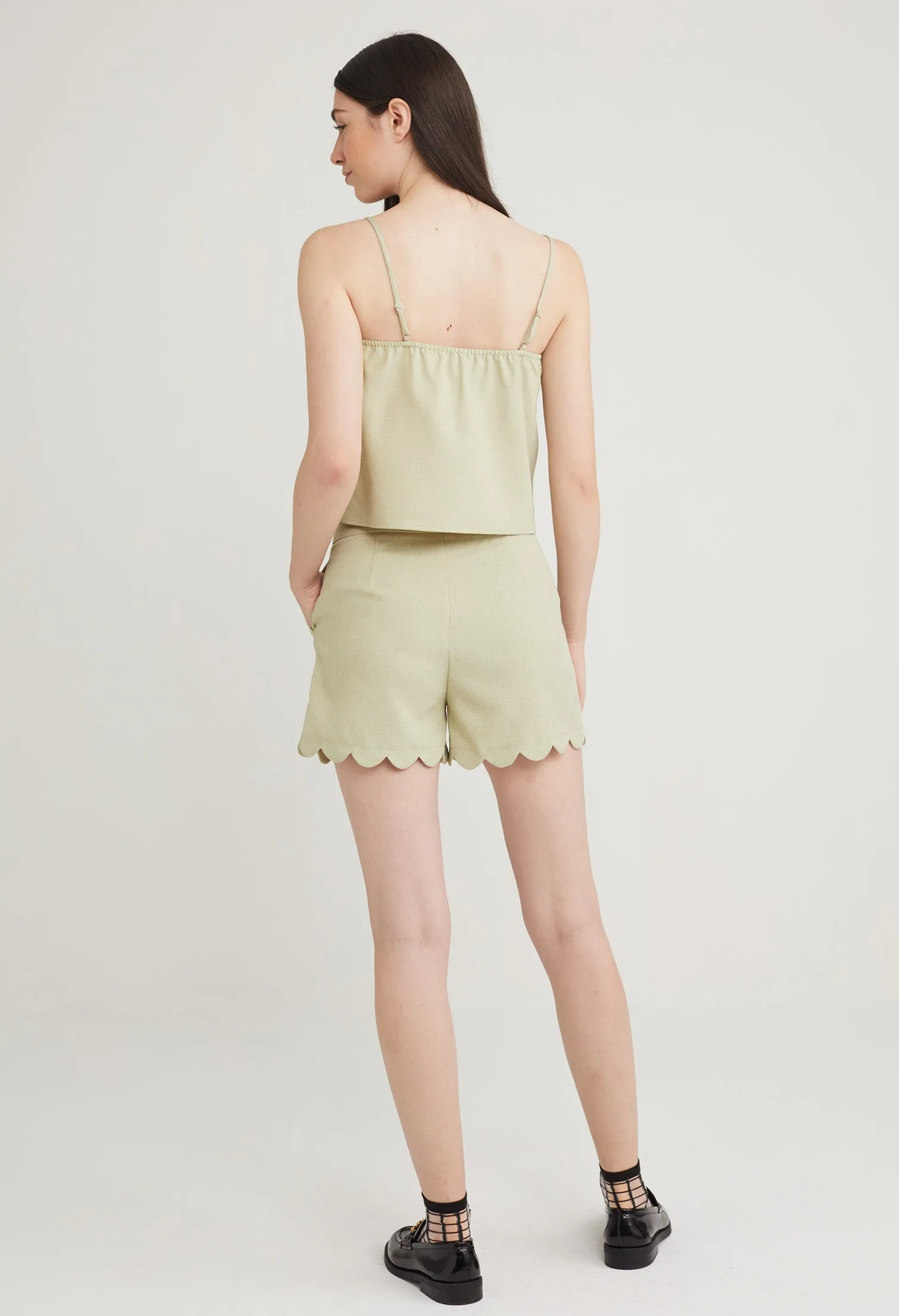 Scalloped Hem Brunch Shorts