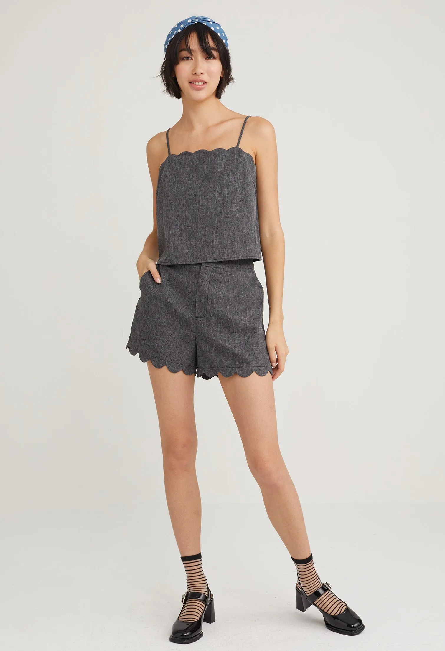 Scalloped Hem Brunch Shorts