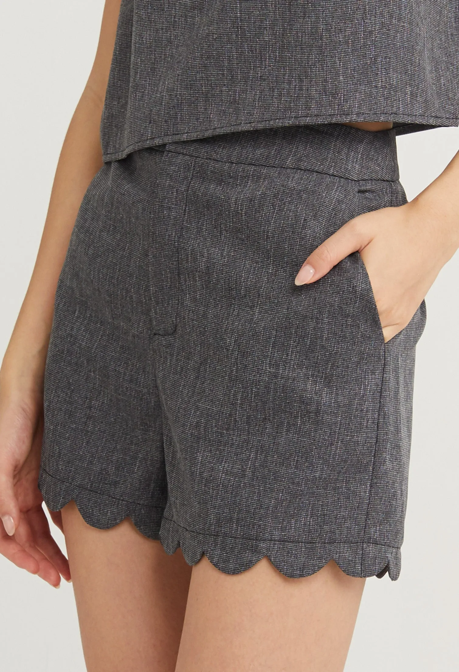 Scalloped Hem Brunch Shorts