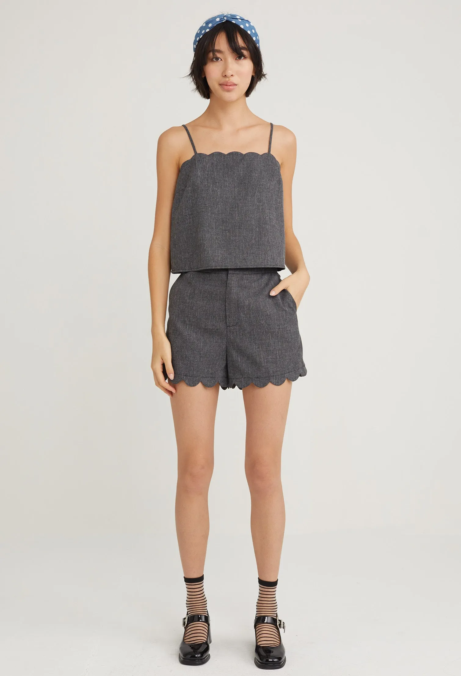 Scalloped Hem Brunch Shorts