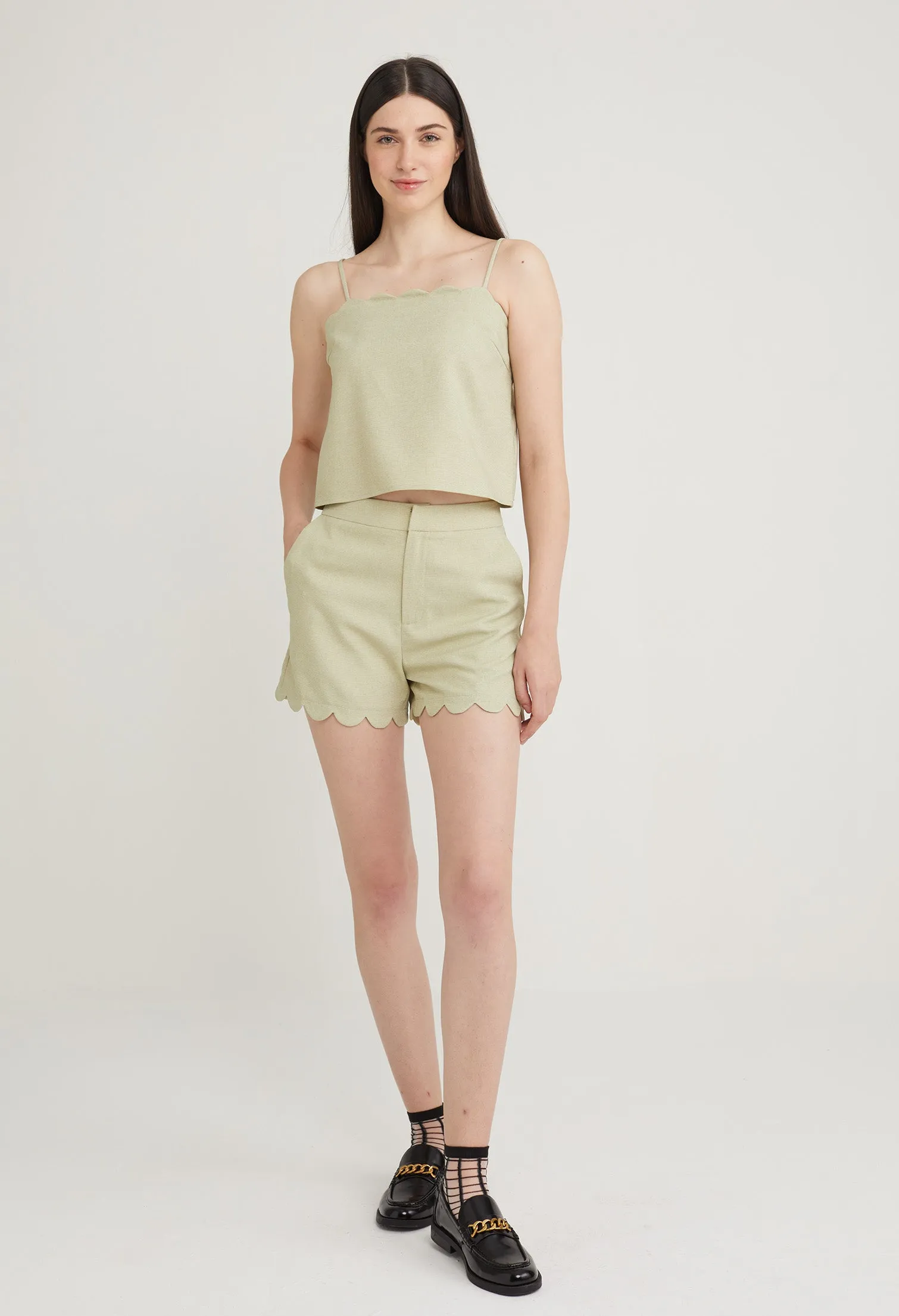 Scalloped Hem Brunch Shorts