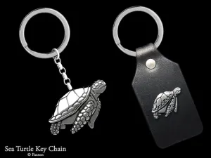 Sea Turtle Key Chain / Key Ring Sterling Silver