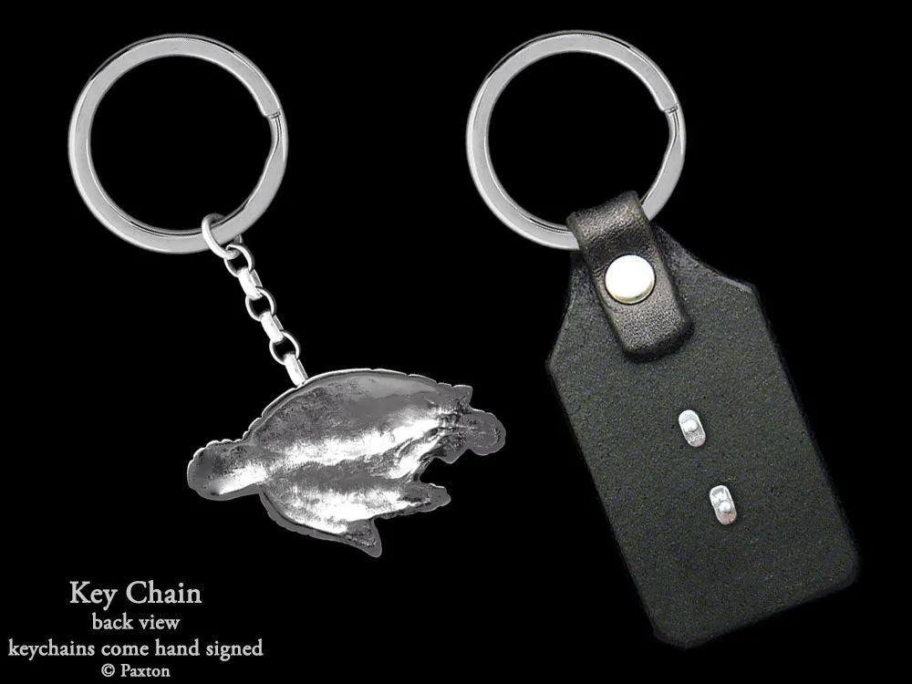 Sea Turtle Key Chain / Key Ring Sterling Silver