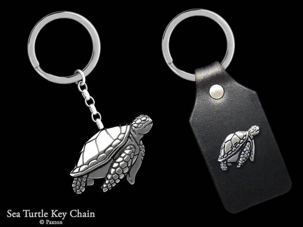 Sea Turtle Key Chain / Key Ring Sterling Silver