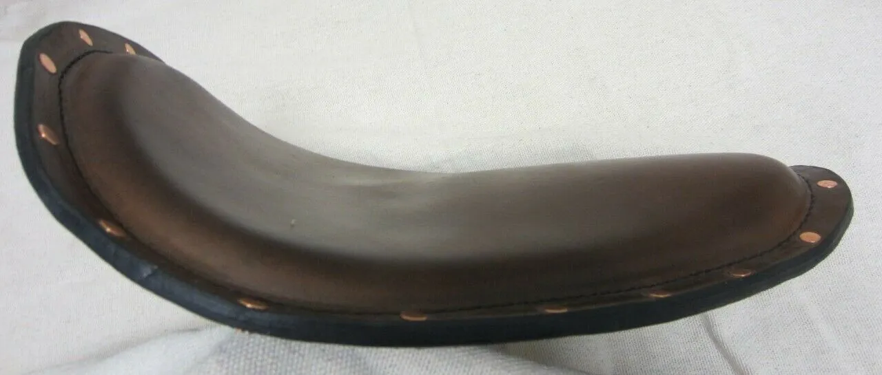 Seat Chopper Bobber Harley Sportster Brown Distressed Leather Copper Rivets