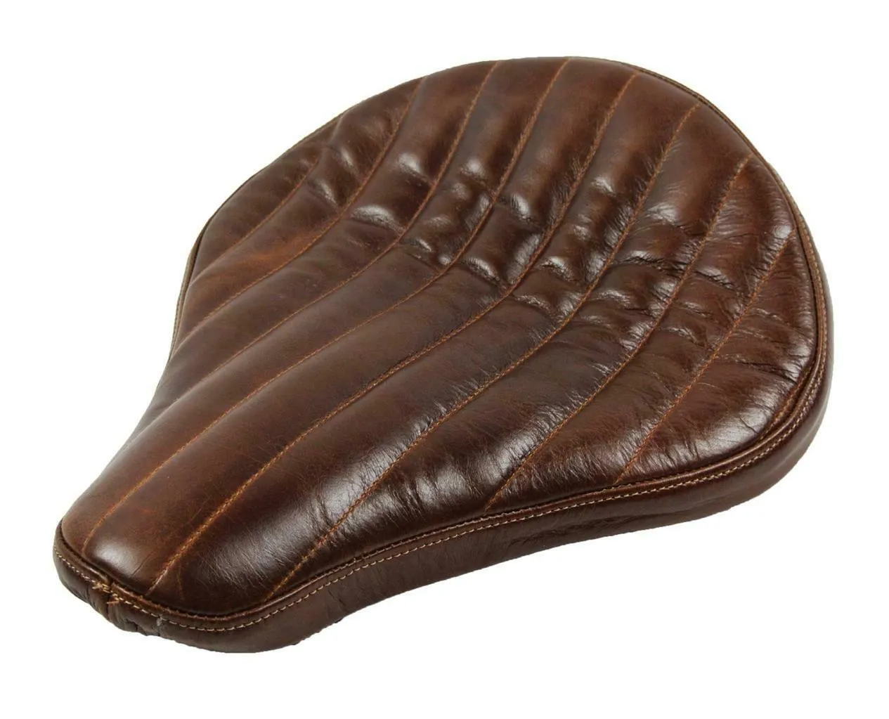 Seat Chopper Harley Sportster Bobber Bates Style 12x13" BDist Tuck Roll Brown