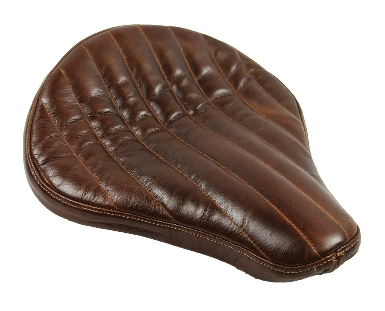 Seat Chopper Harley Sportster Bobber Bates Style 12x13" BDist Tuck Roll Brown