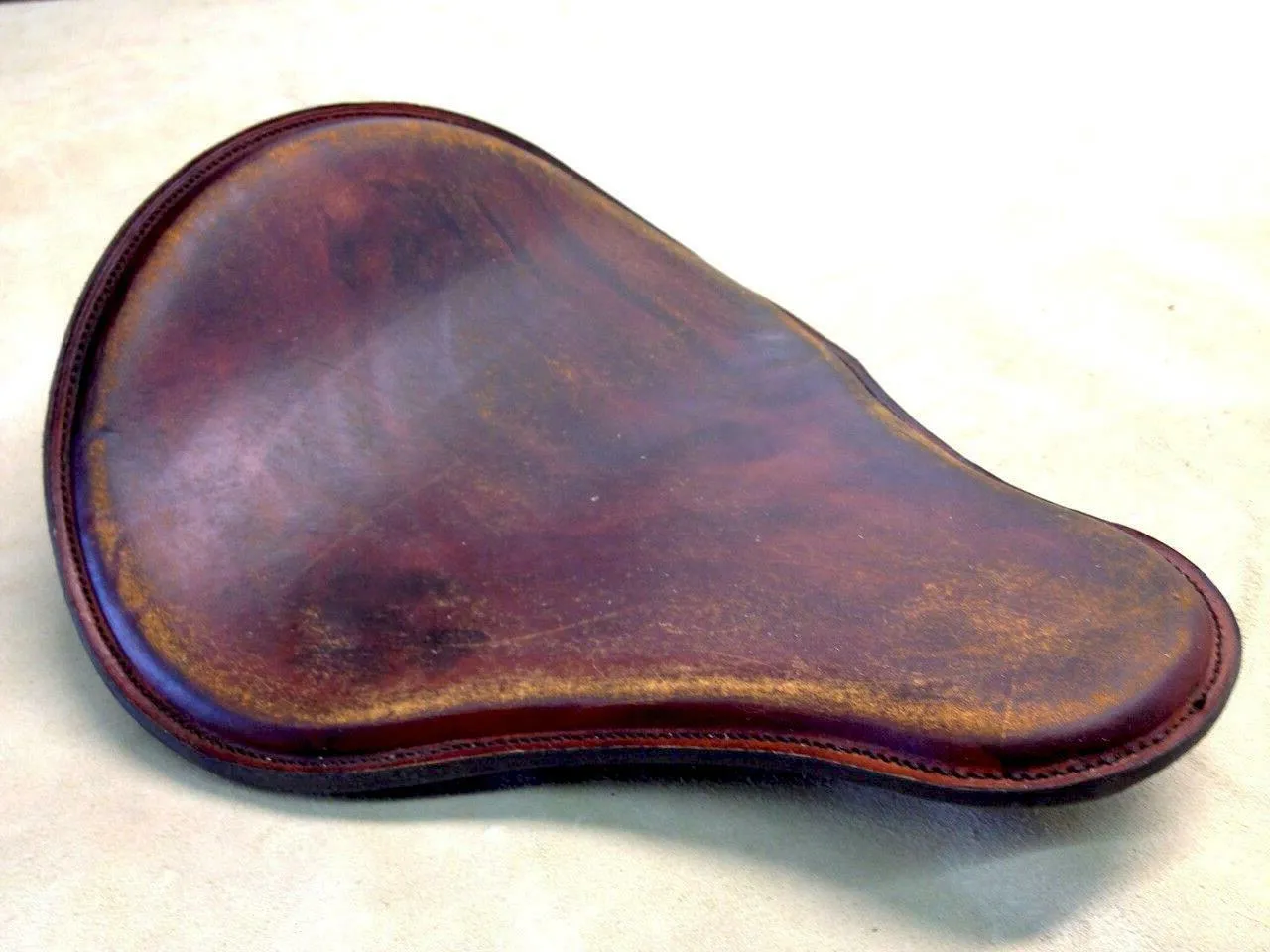 Seat Sportster Chopper Harley Honda 12x13 201 Brown Distressed Leather Flat Nose