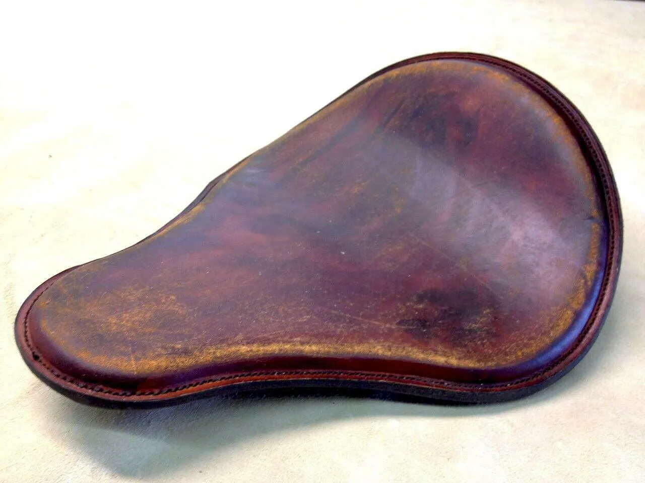 Seat Sportster Chopper Harley Honda 12x13 201 Brown Distressed Leather Flat Nose