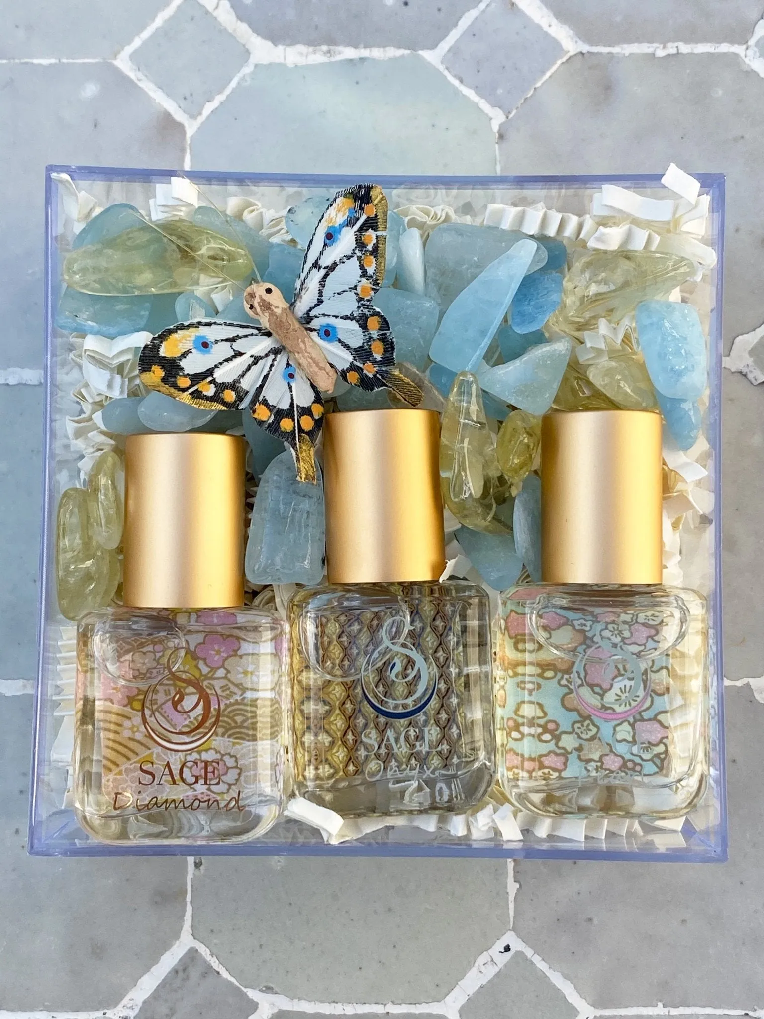 Secret Garden TOP SELLER Gift Set ~ Diamond, Onyx, and Pearl 1/4 oz Organic Perfume Oil Extract Roll-Ons by Sage