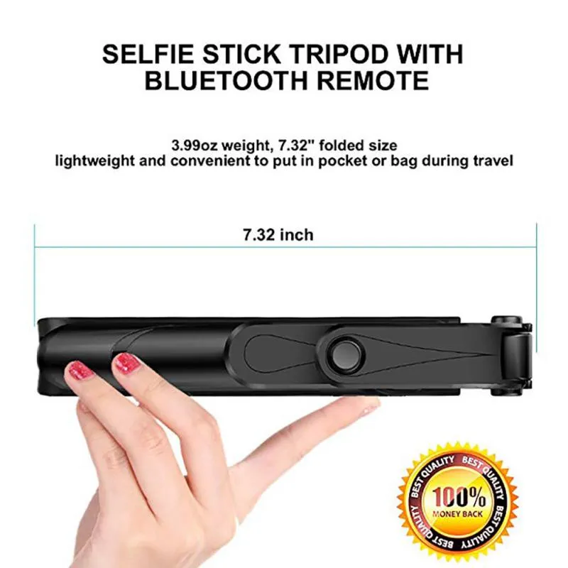 Selfie Stick with Tripod and Phone Holder Remote Controller Set for Smartphones Pink