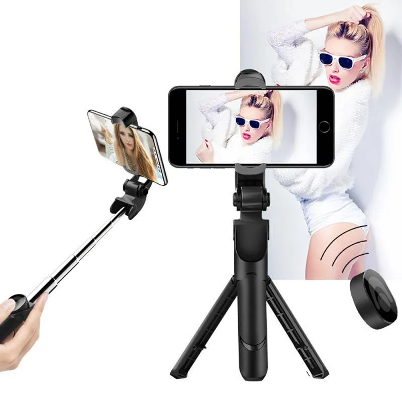 Selfie Stick with Tripod and Phone Holder Remote Controller Set for Smartphones red