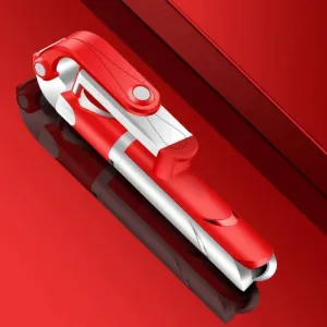 Selfie Stick with Tripod and Phone Holder Remote Controller Set for Smartphones red