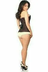 Sexy Dark Brown Lace Overbust Corset with Zipper