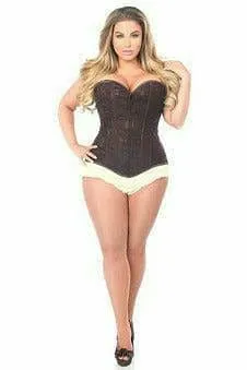Sexy Dark Brown Lace Overbust Corset with Zipper