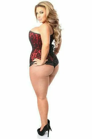 Sexy Red Lace Front Zipper Corset