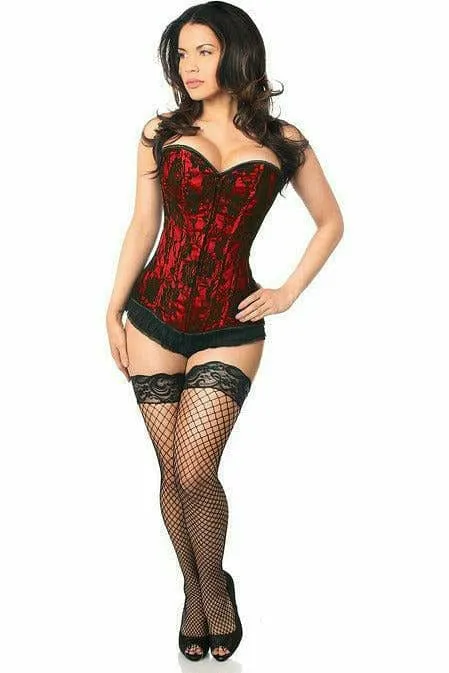 Sexy Red Lace Front Zipper Corset