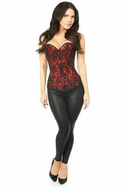 Sexy Red Lace Front Zipper Corset