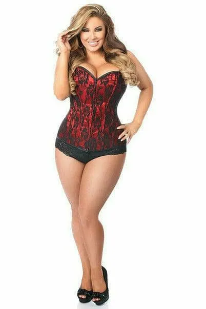 Sexy Red Lace Front Zipper Corset