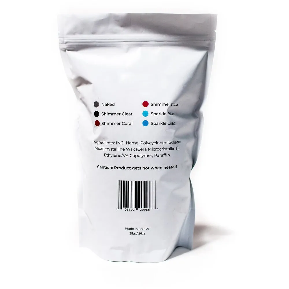 Shimmer Clear - Stripless Hard Wax Beads / 2 lb Bag / Case of 4 Bags = 8 lbs Total by Dermwax Elite