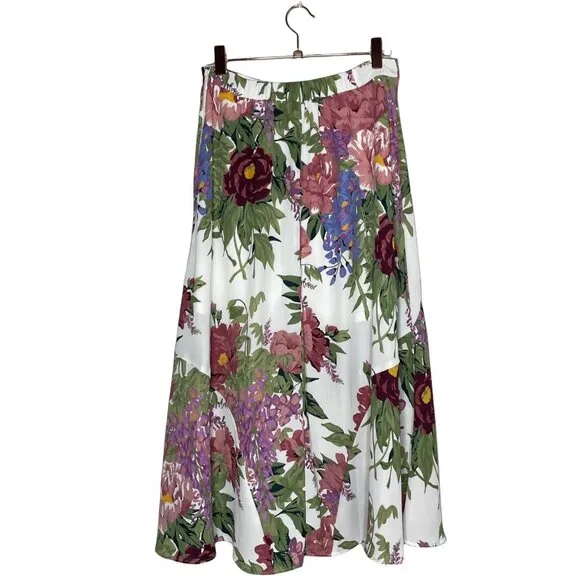 Show Me Your Mumu Tea Party Midi Skirt Floral Green Pink SMYM Size Small Sz S