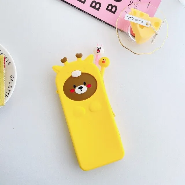 Silicone Cartoon Frog Pencil Case Stationery Kawaii Pencil Bag School Office Supplies Students Gifts Cosmetic Bags Mackup Cases