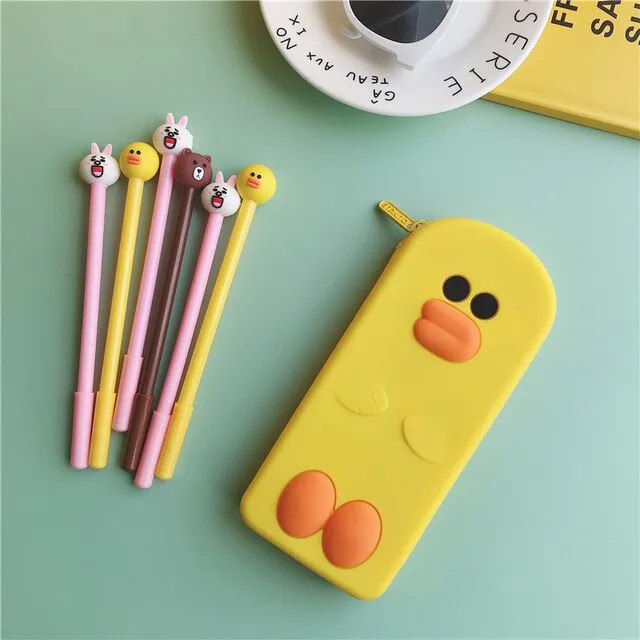 Silicone Cartoon Frog Pencil Case Stationery Kawaii Pencil Bag School Office Supplies Students Gifts Cosmetic Bags Mackup Cases
