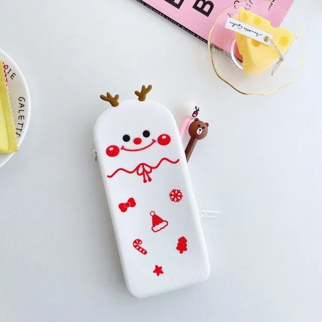 Silicone Cartoon Frog Pencil Case Stationery Kawaii Pencil Bag School Office Supplies Students Gifts Cosmetic Bags Mackup Cases