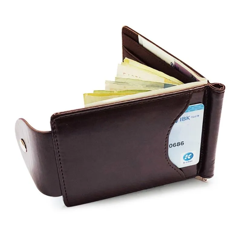 Snap-Closure Leather Bi-fold Wallet