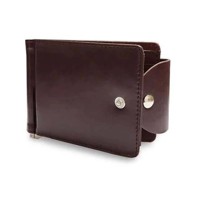 Snap-Closure Leather Bi-fold Wallet