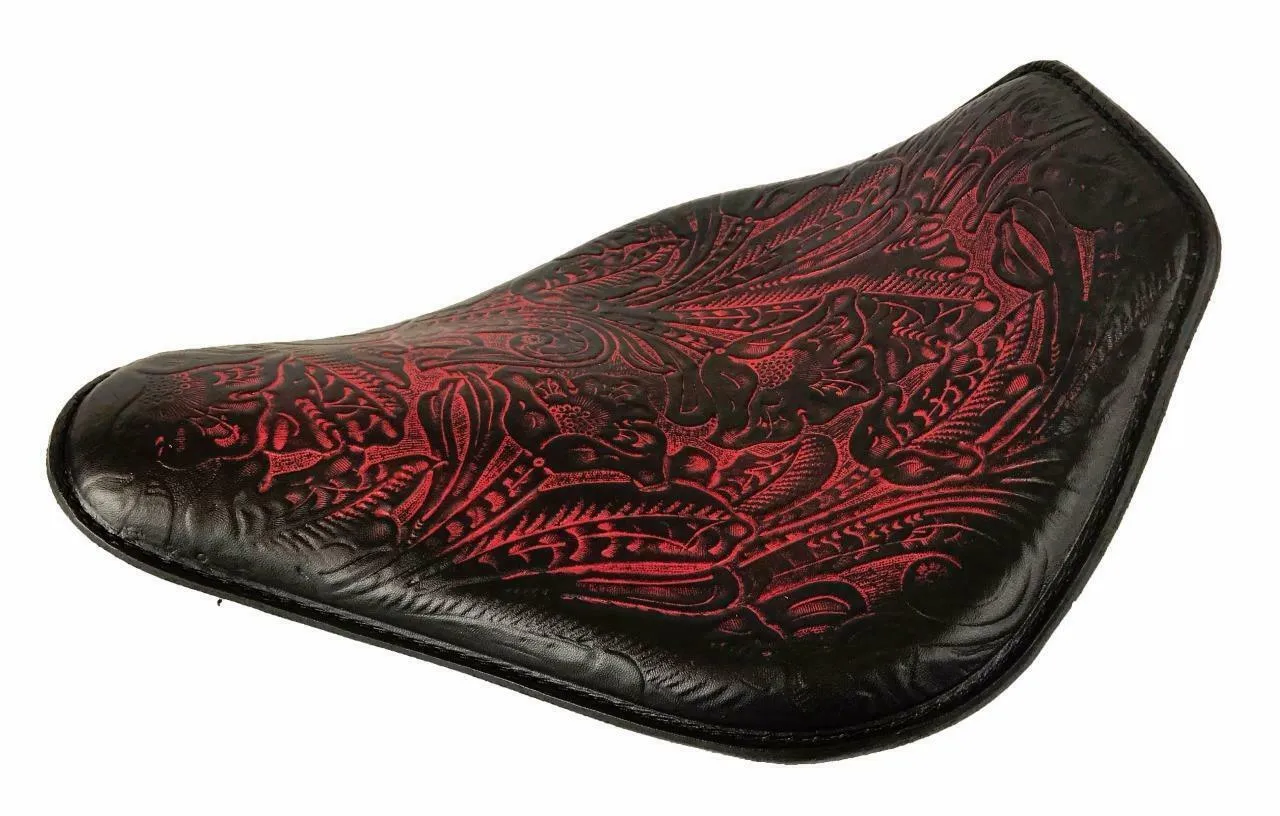 Spring Seat Chopper Bobber Harley Sportster Honda 10x13 Ant Red Tooled Snub Nose