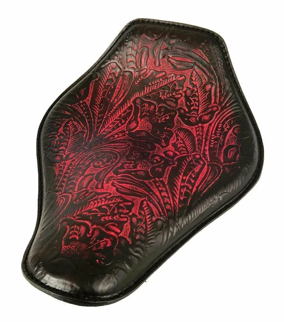 Spring Seat Chopper Bobber Harley Sportster Honda 10x13 Ant Red Tooled Snub Nose