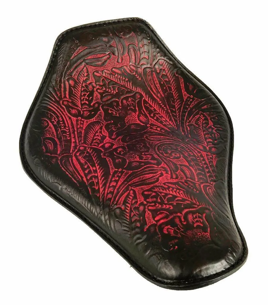 Spring Seat Chopper Bobber Harley Sportster Honda 10x13 Ant Red Tooled Snub Nose