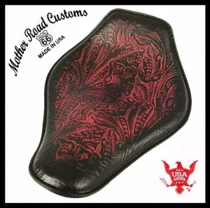 Spring Seat Chopper Bobber Harley Sportster Honda 10x13 Ant Red Tooled Snub Nose